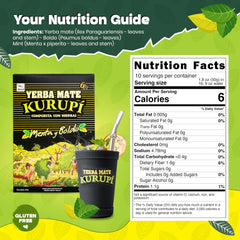 YERBA MATE KURUPI open bag with loose leaves ready to brew