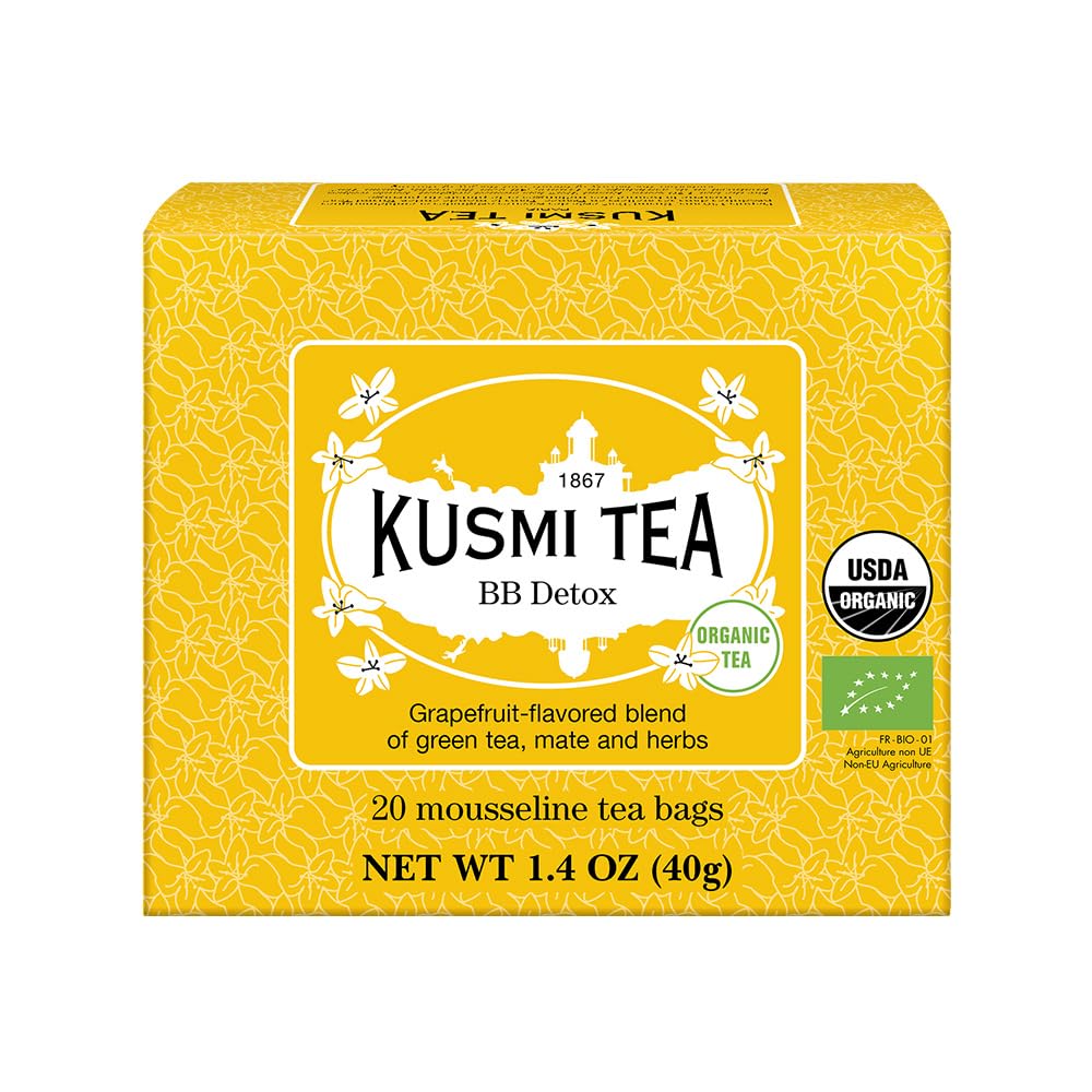 Kusmi Tea BB Detox front packaging showing organic label and vibrant design