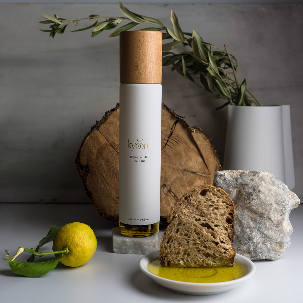 kyoord opaque white bottle closeup protecting oil and preserving antioxidants