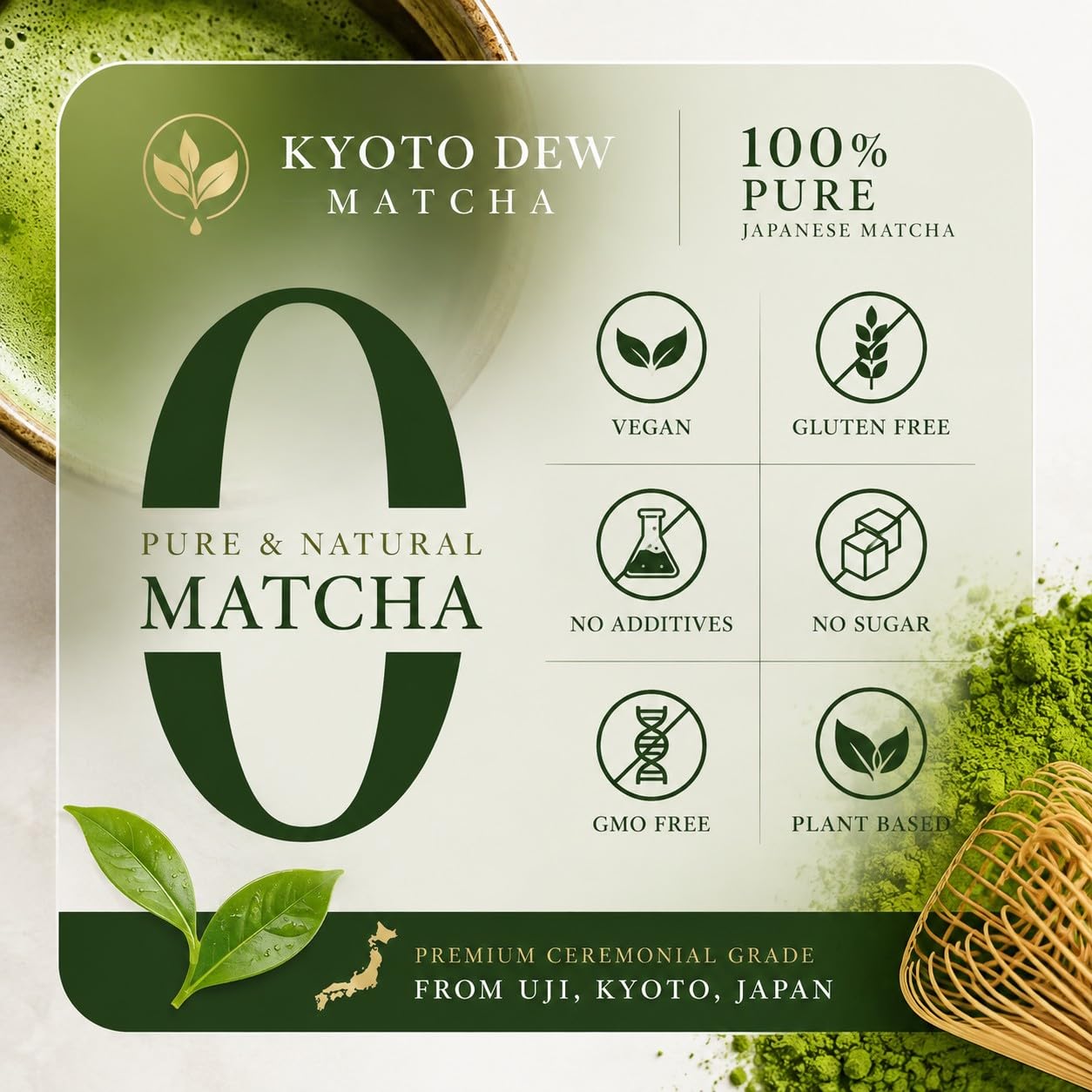Kyoto Dew matcha latte in glass illustrating creamy texture and versatility