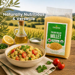 L'Oro Del Sud portion size comparison with measuring cup showing family-size convenience