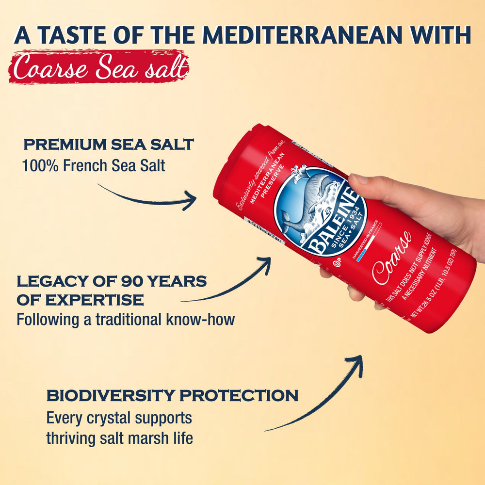 La Baleine spoonful of salt in kitchen hands demonstrating portioning and seasoning benefit