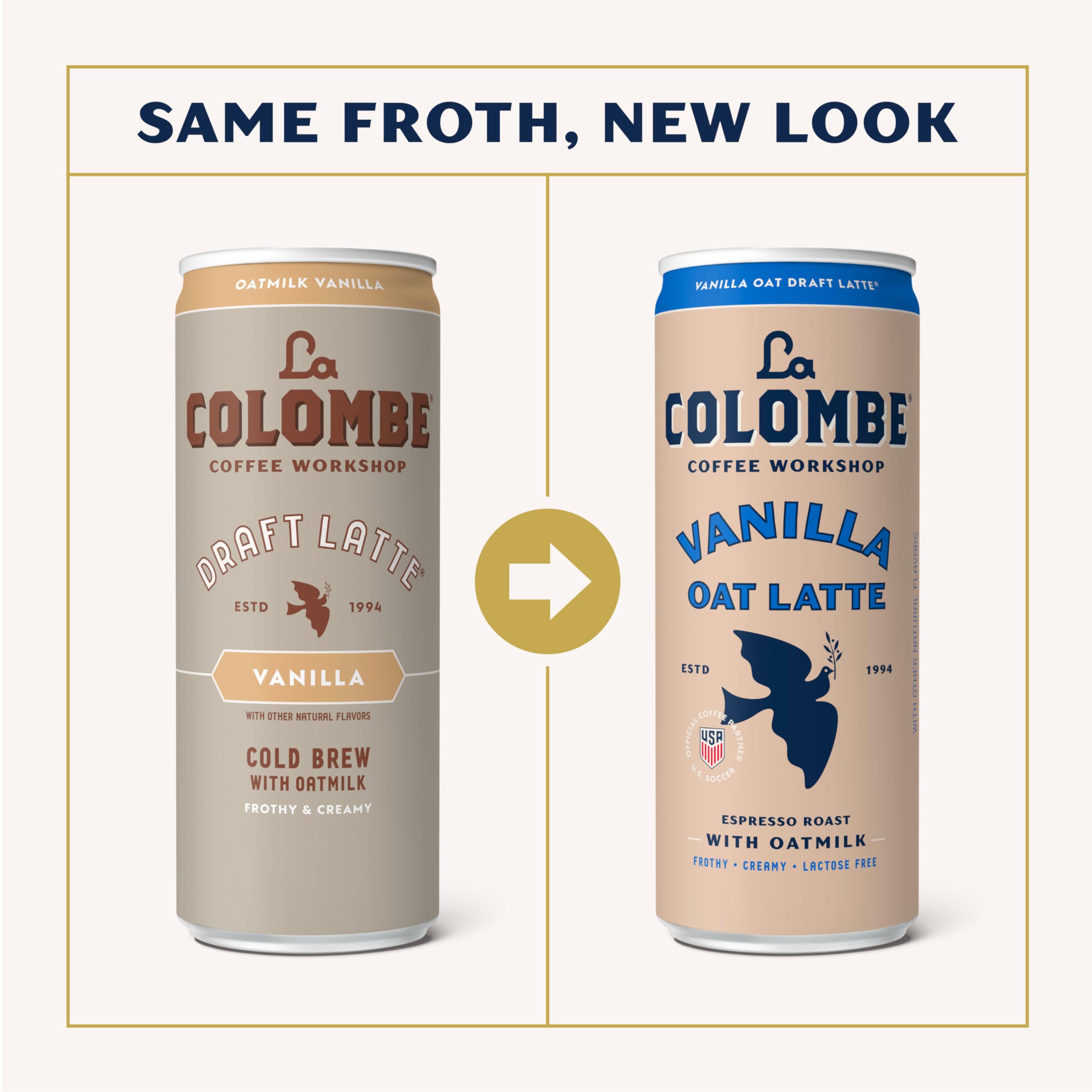 La Colombe single can closeup highlighting draft-latte texture and appeal
