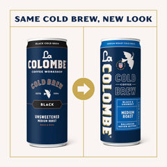 La Colombe side label detail highlighting specialty-grade bean information benefit