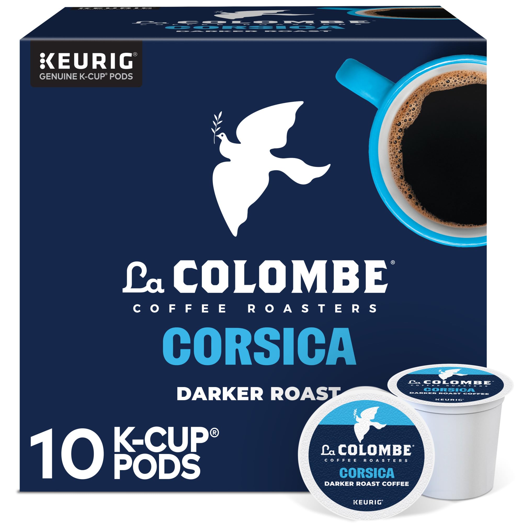 La Colombe Corsica front box showing branding and dark roast appeal