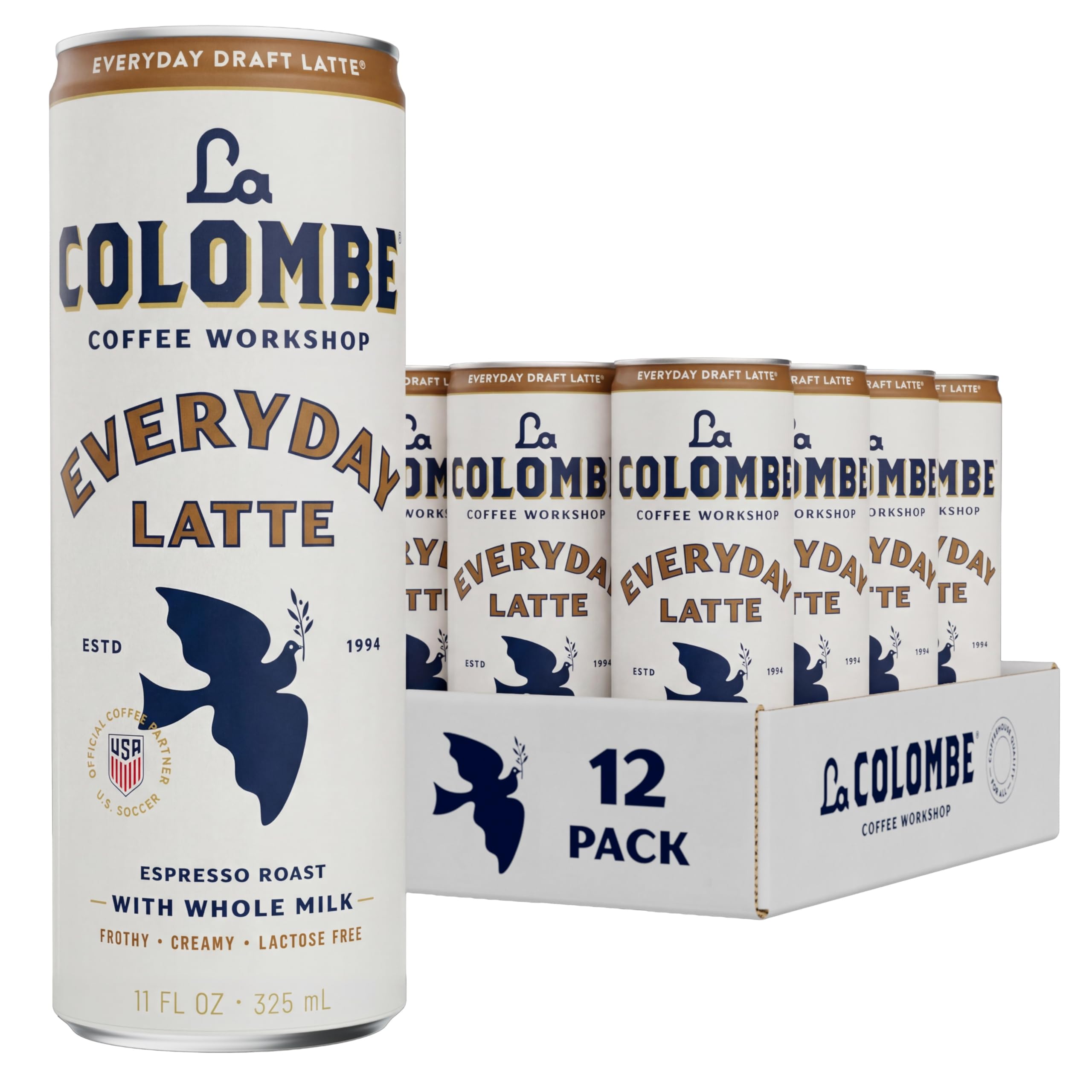 La Colombe front packaging of 12-pack showing convenience and freshness