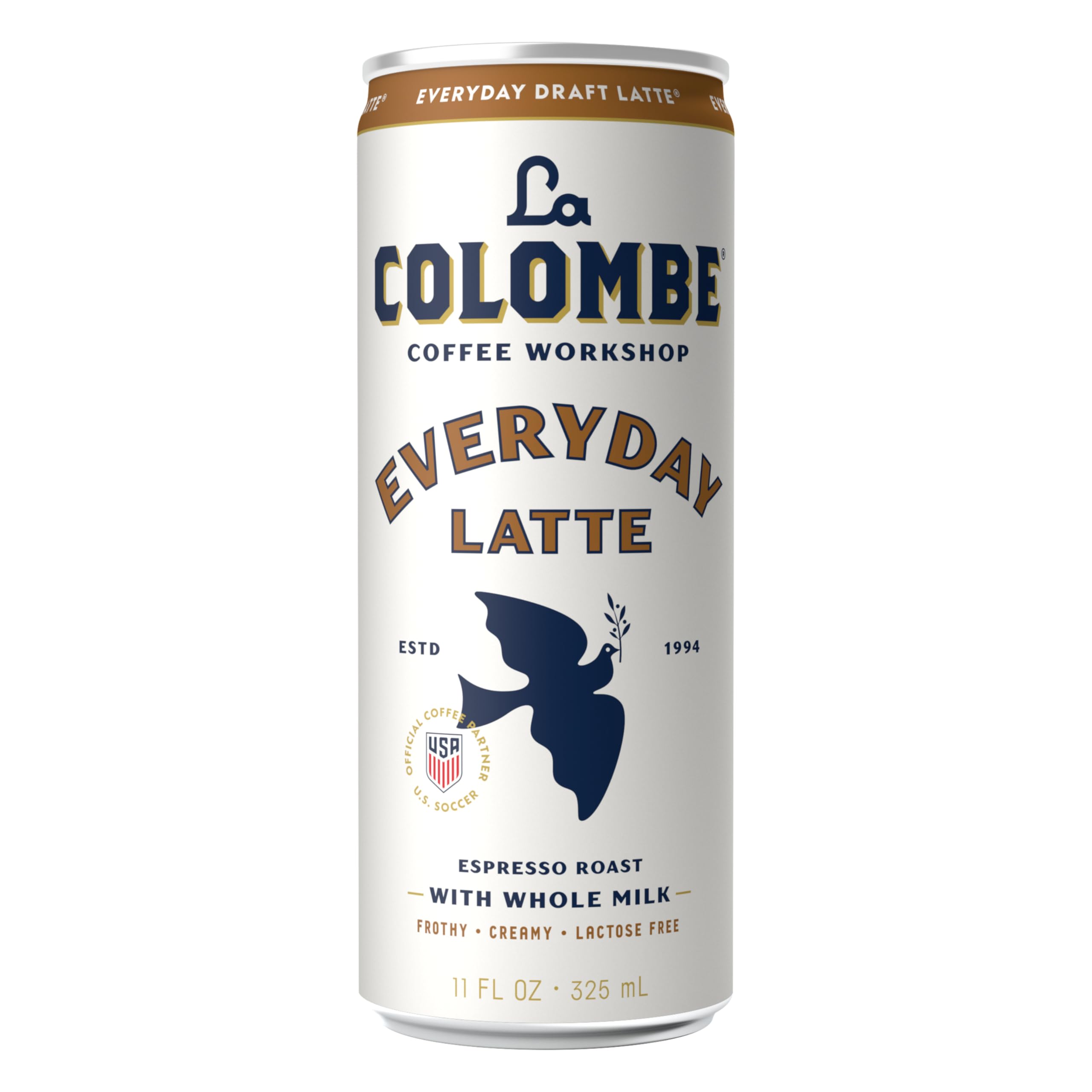 La Colombe poured into glass displaying velvety foam and cafe-like pour