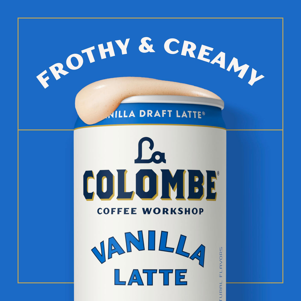 La Colombe Mocha draft latte can label suggesting rich chocolate notes
