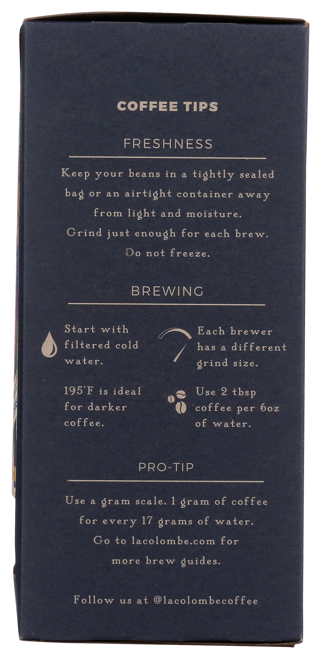 La Colombe lyon 12 oz bag beside ruler for scale and portion clarity