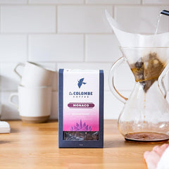 Close-up of La Colombe whole beans highlighting roast and aroma preservation benefit