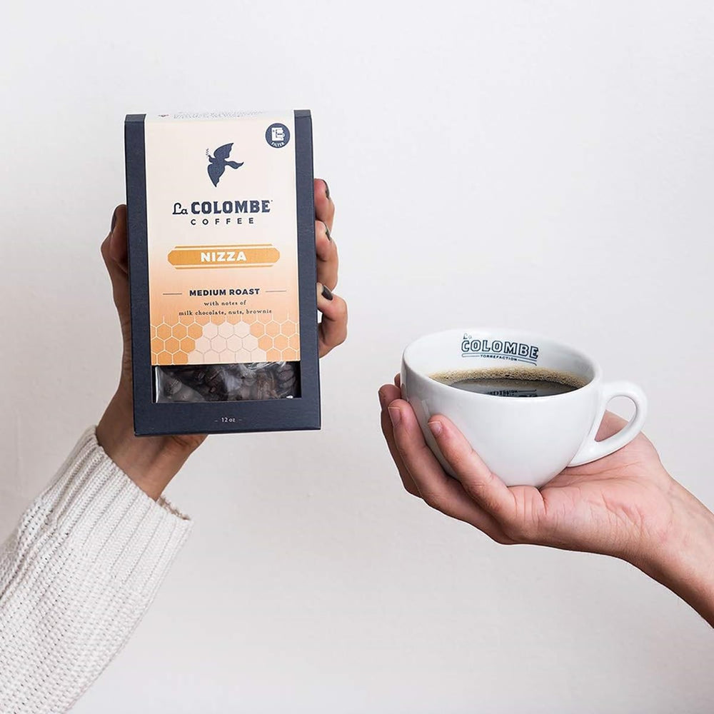 La Colombe Nizza whole bean close-up highlighting roast color and texture for freshness