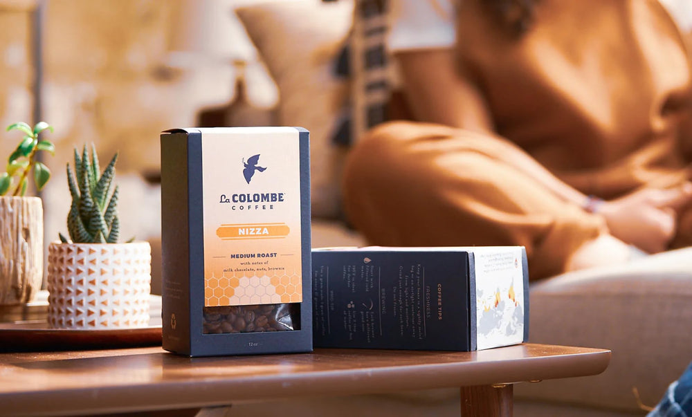 La Colombe Nizza latte in cup showing creamy milk integration and chocolate notes