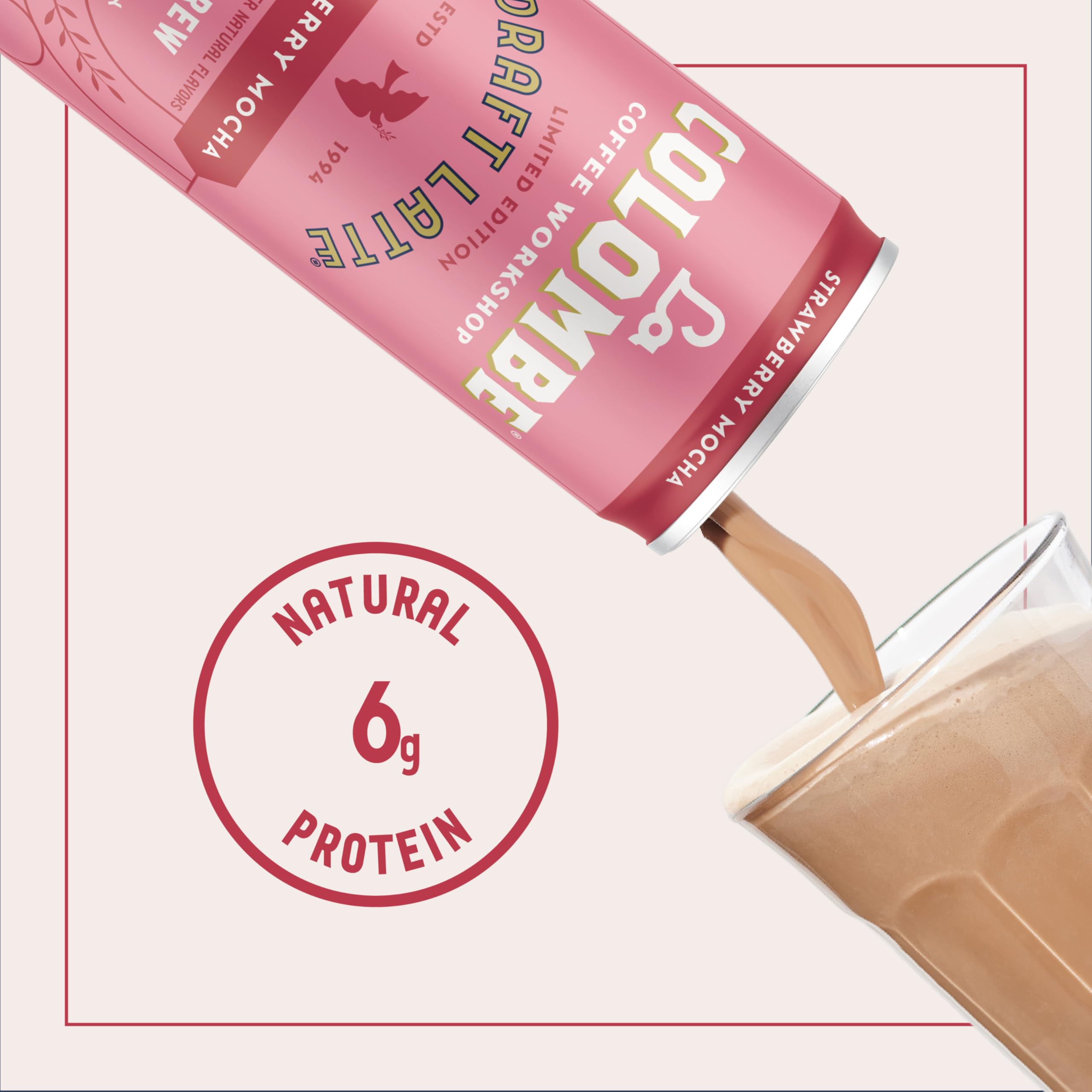 La Colombe close-up label highlighting flavor and draft latte texture benefit