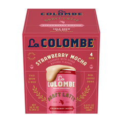 La Colombe can front packaging showing strawberry mocha flavor and convenience