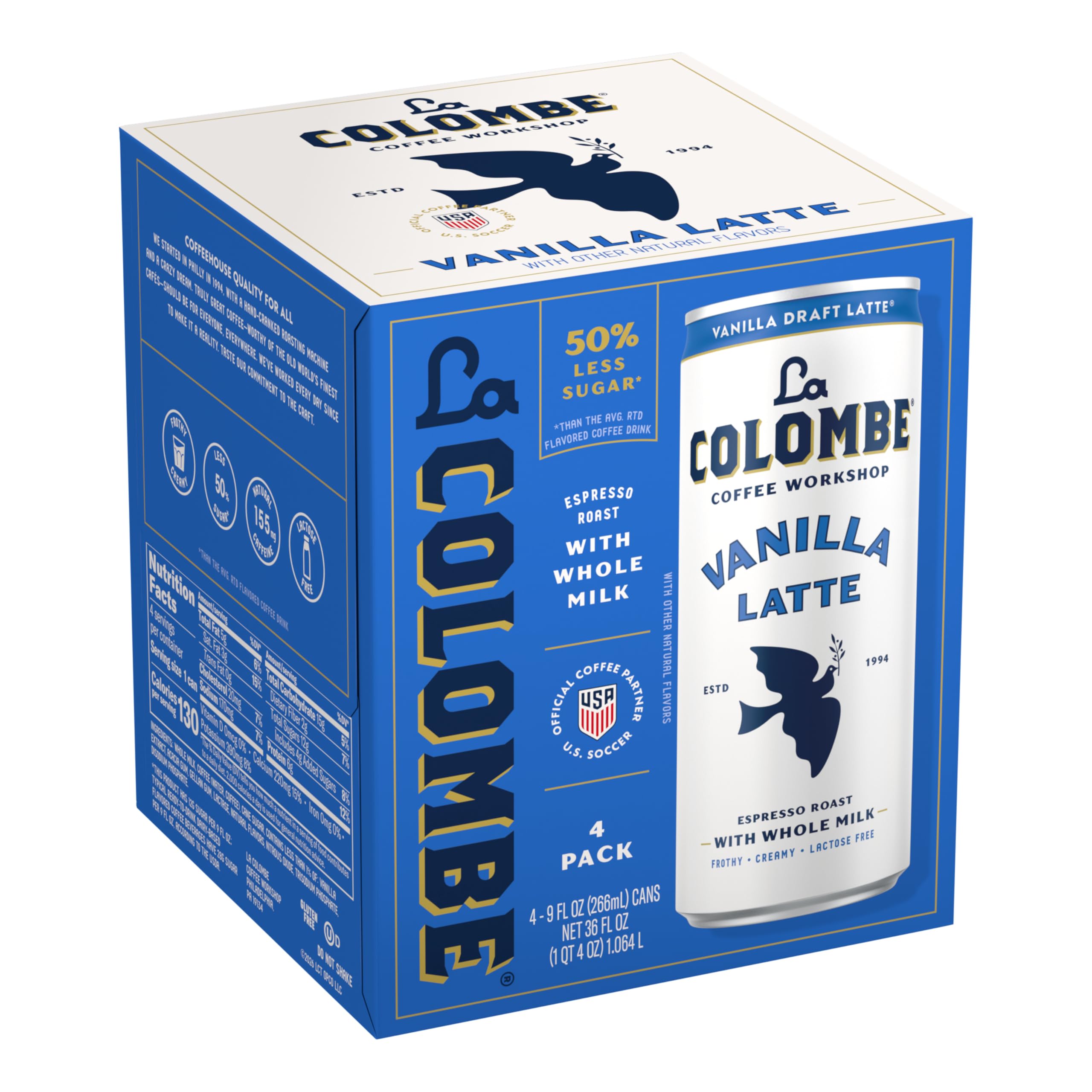 La Colombe can on breakfast table lifestyle scene showing ready-to-drink convenience benefit