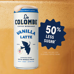 La Colombe being poured into a glass showing layered foam and rich color benefit