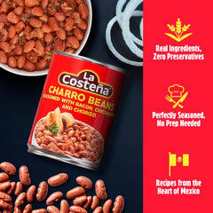 La Costeña charro beans served in bowl showing meal-ready flavor