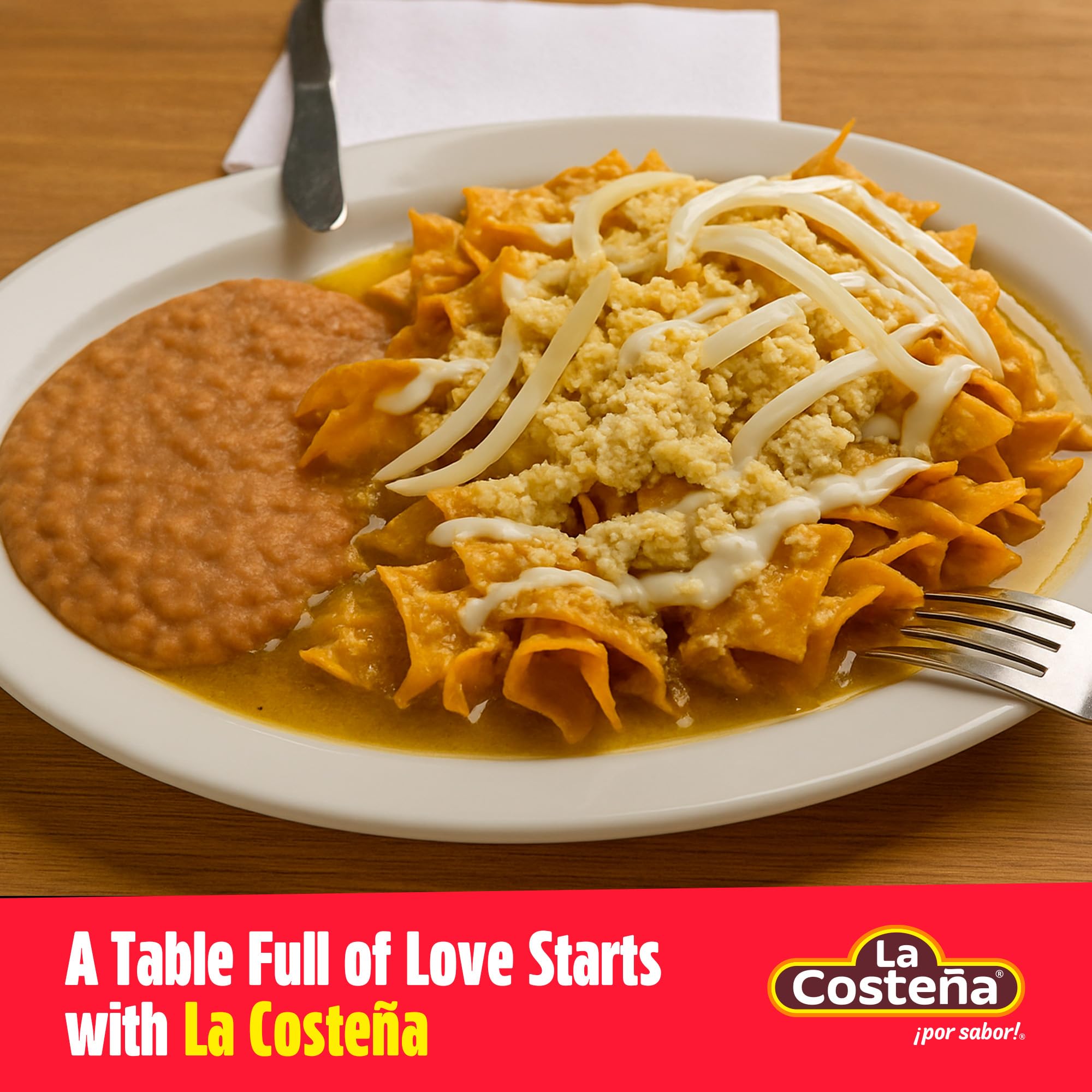 La Costeña label close-up showing ingredients and traditional recipe for consumer confidence