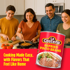 La Costeña refried beans close-up texture showing creamy consistency and authentic seasoning