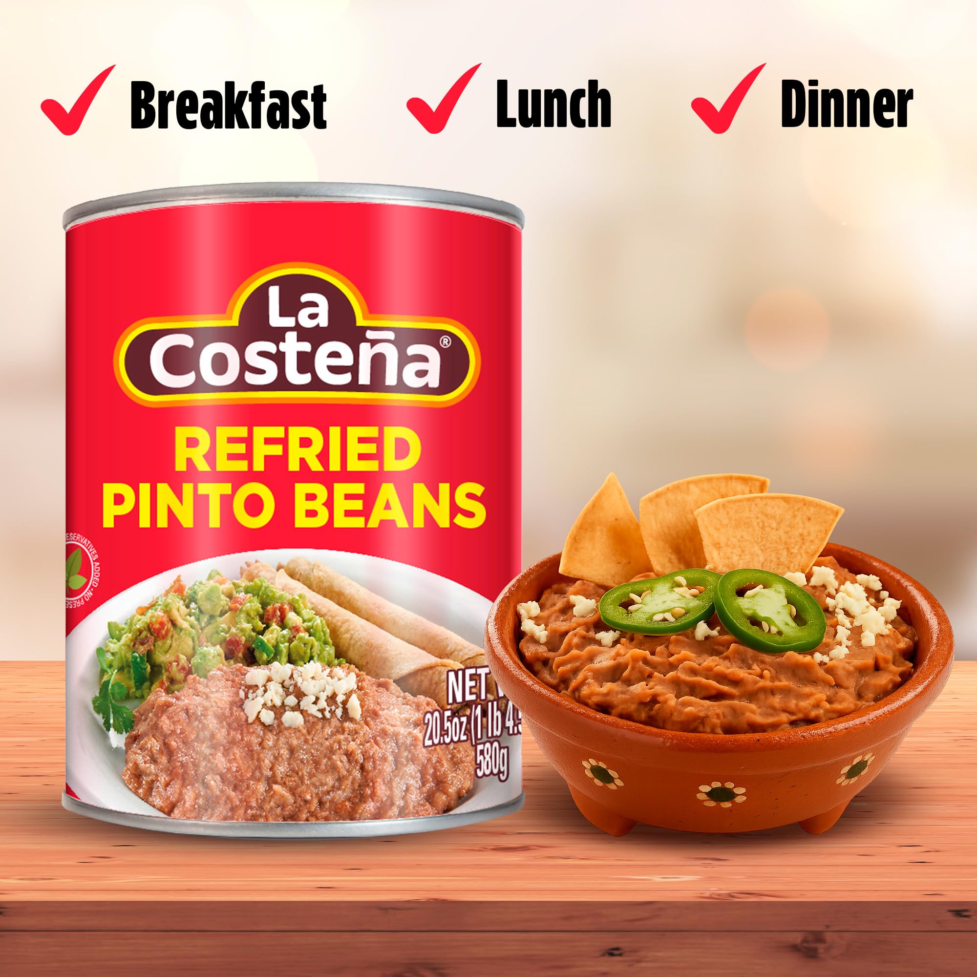 La Costeña six-pack stacked in pantry demonstrating bulk value and shelf-stable storage