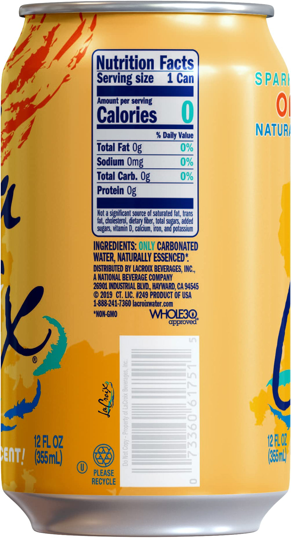 La Croix orange poured in glass with ice and orange slice for natural refreshment