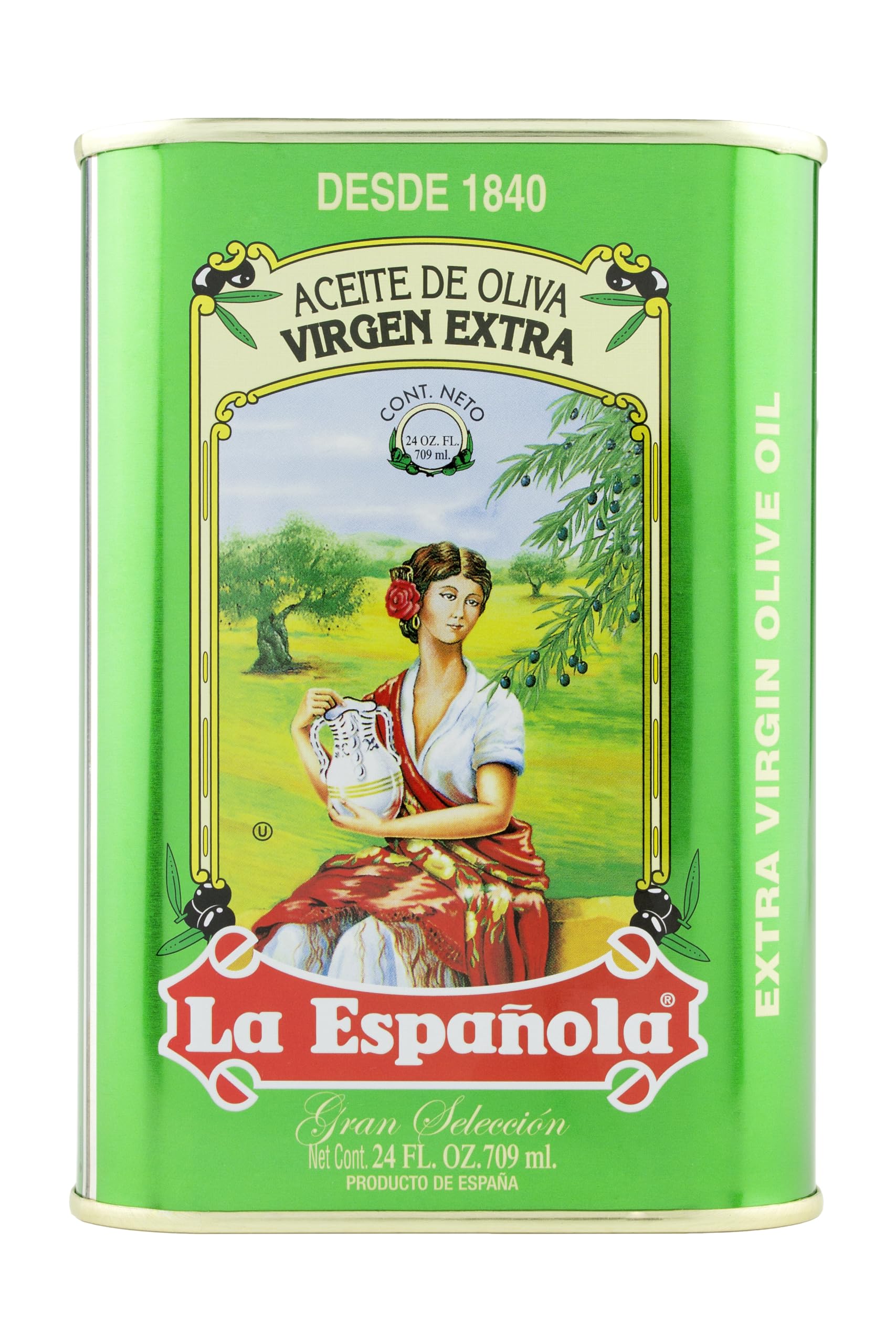 La Española front tin 24oz showing vintage label and light protection benefit