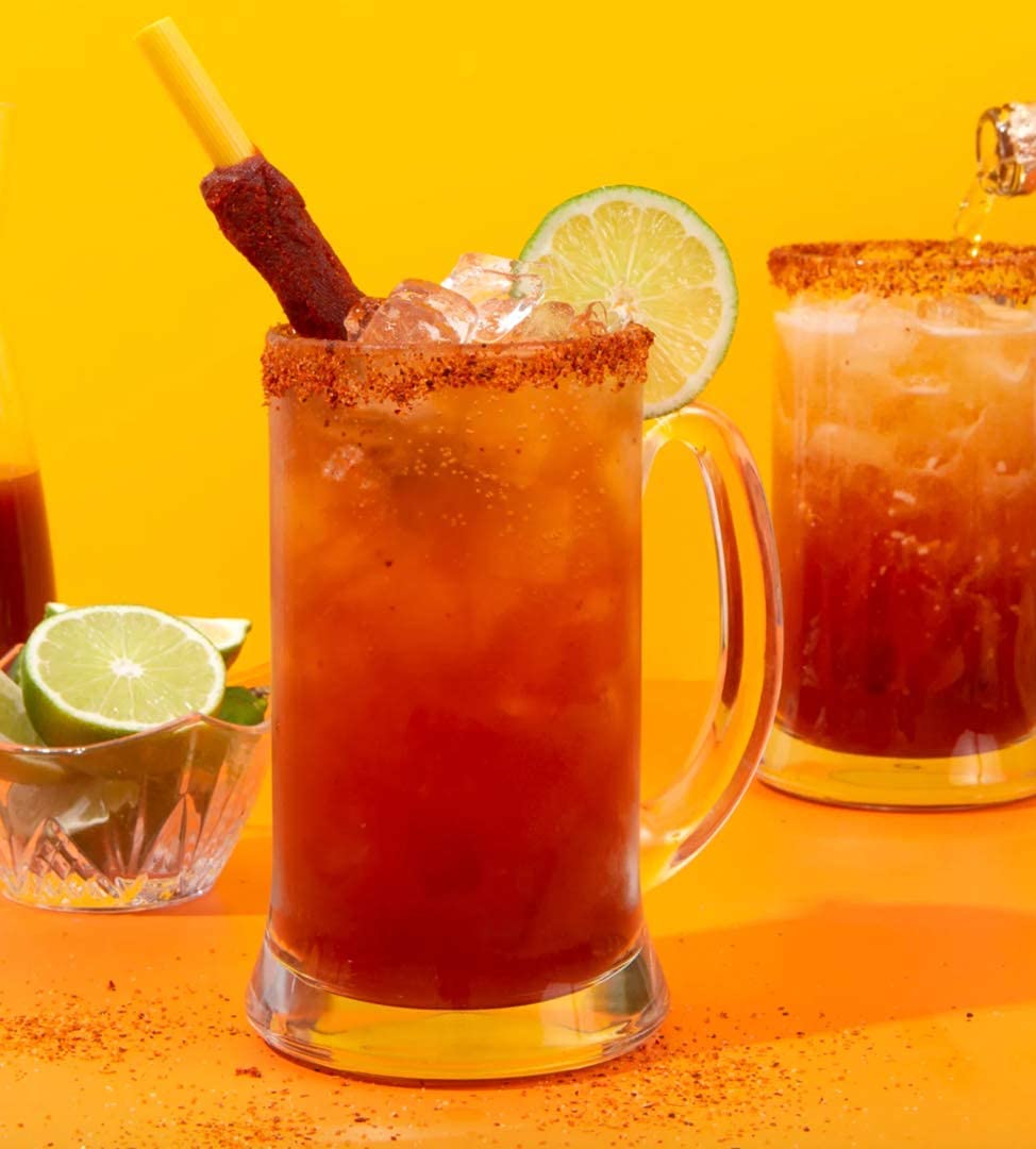 La Helada Micheladas straw used on ice cream delivering spicy-sweet contrast to desserts