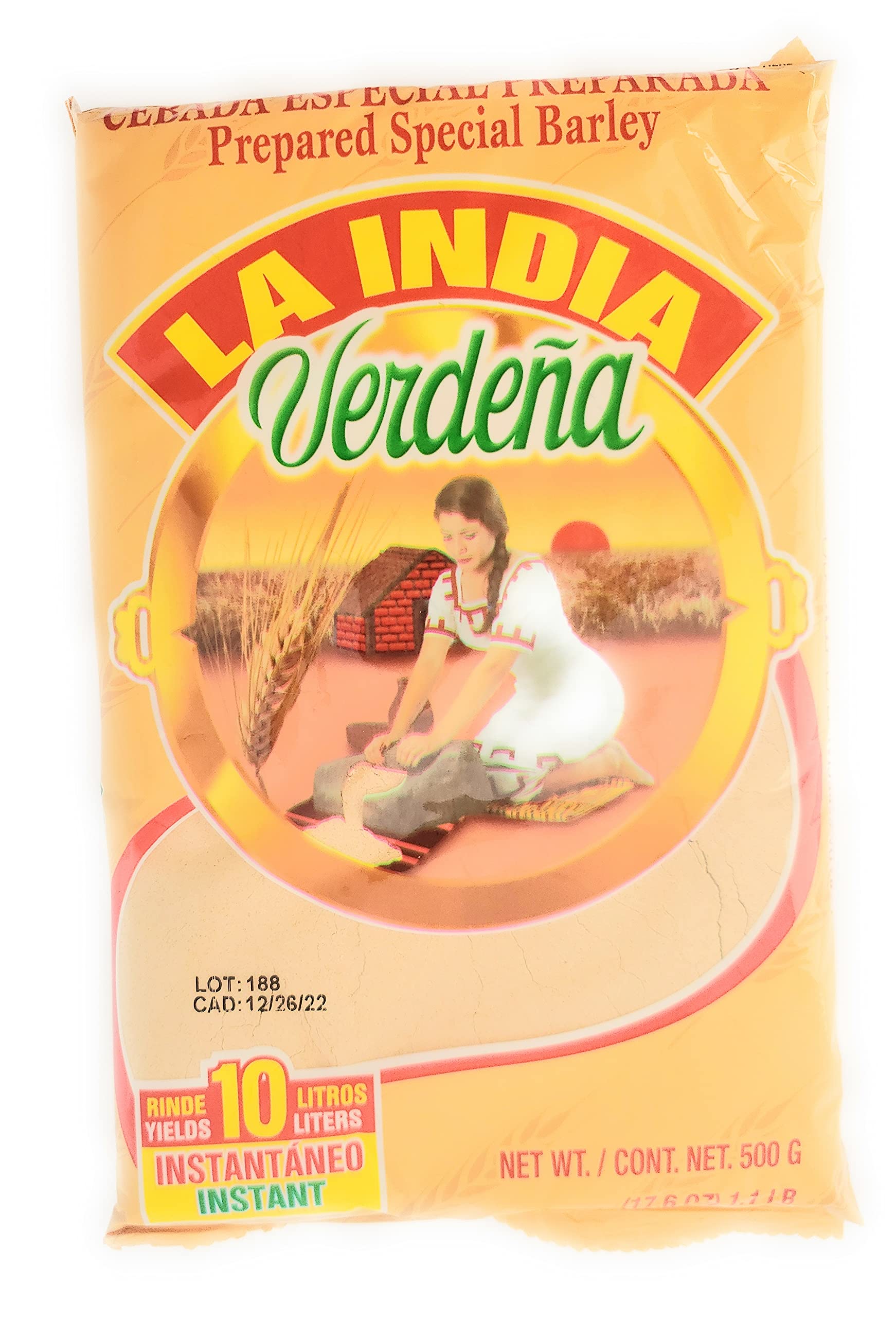 La India Verdena package beside measuring cup showing yield scale