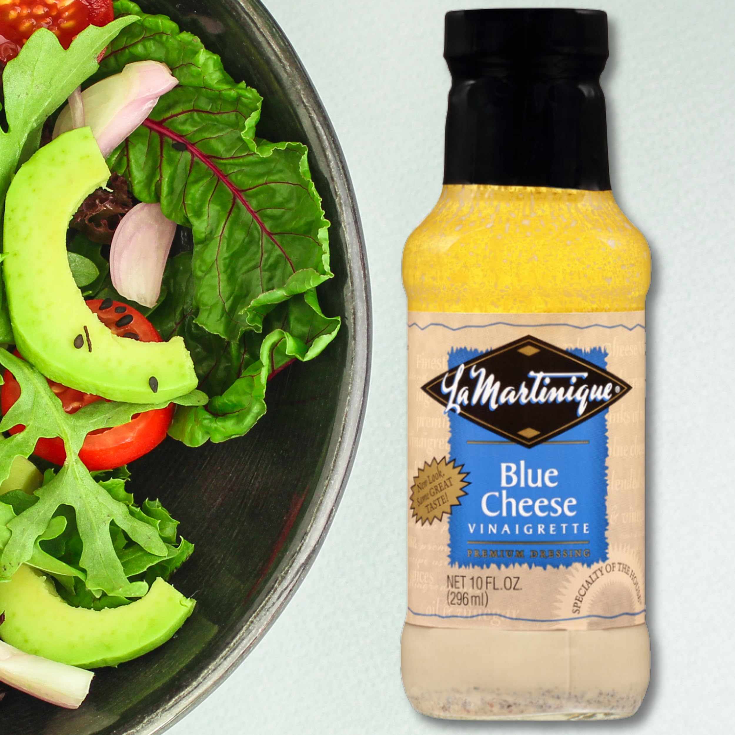 Fresh ingredients layout with La Martinique bottle highlighting premium components