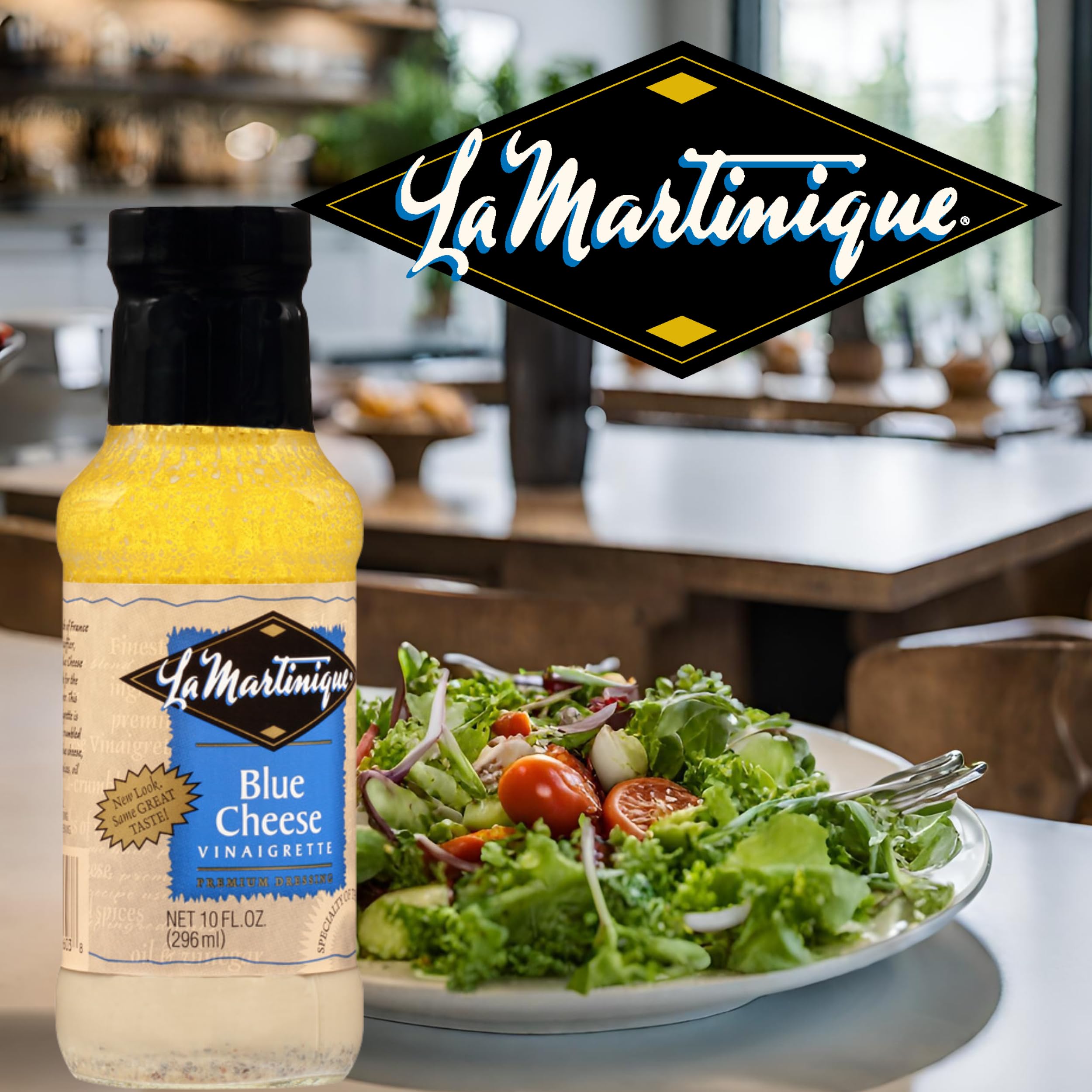Hand holding La Martinique 10 oz bottle showing compact kitchen-ready size