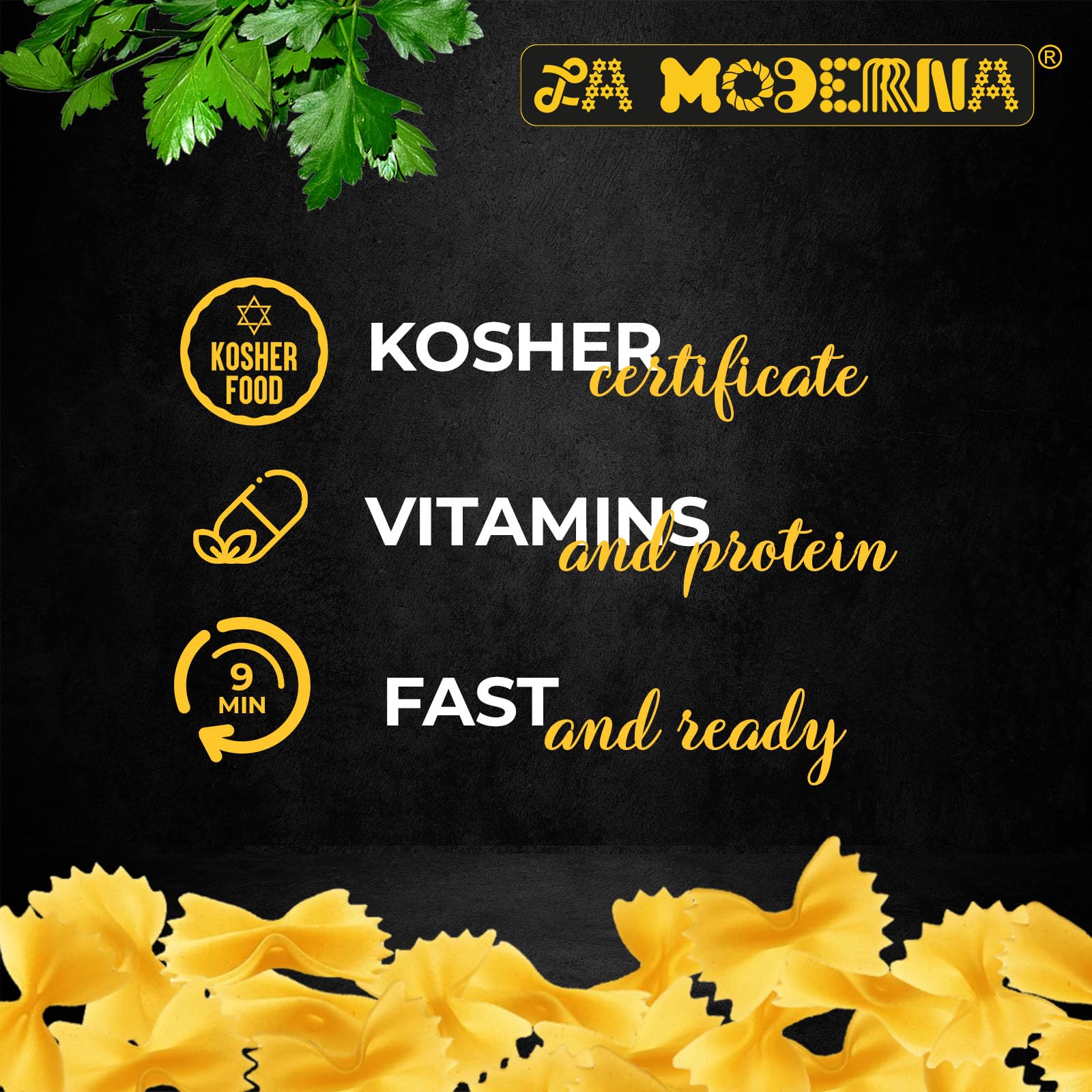 La Moderna cooked bow tie pasta in bowl showcasing appealing texture