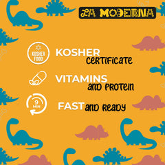 La Moderna cooked dinosaur pasta in bowl demonstrating soup-ready appeal