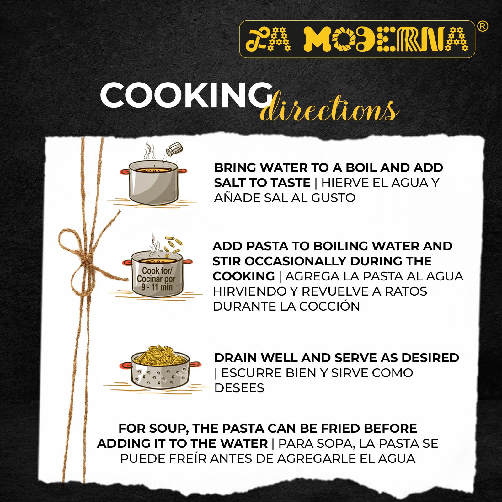 La Moderna bag label and ingredients text visible, clear product information