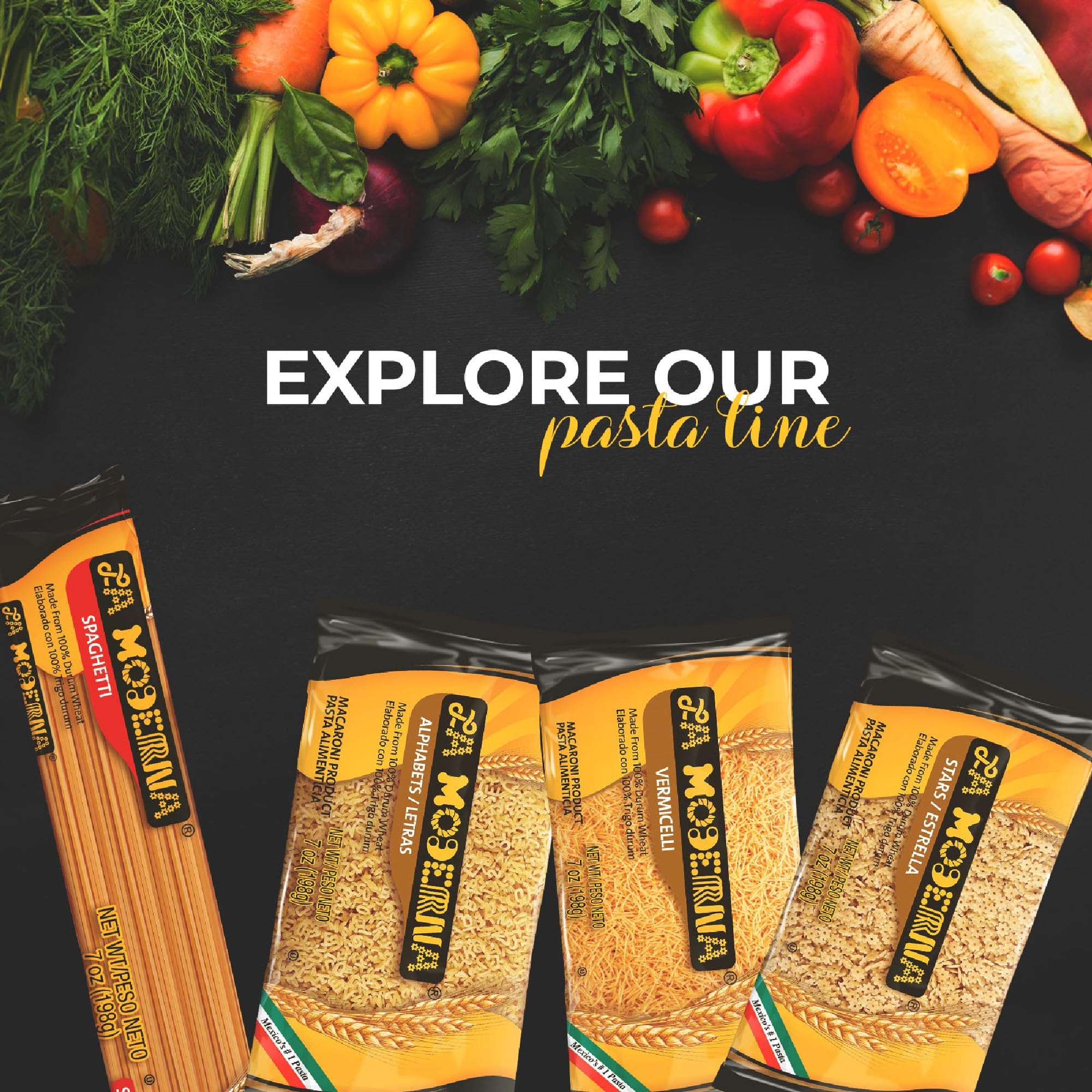 La Moderna label detail with ingredient and kosher icons, confirming dietary transparency