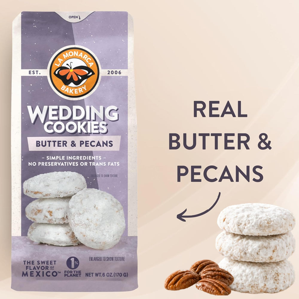 La Monarca Bakery opened bag revealing powdered sugar dusted cookies