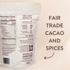 La Monarca Bakery powder close-up highlighting organic cacao texture and rich flavor