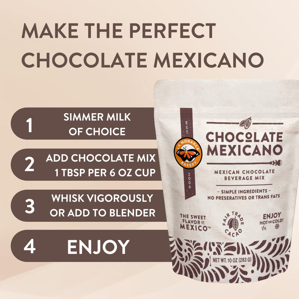 La Monarca Bakery stovetop preparation with whisk for frothy authentic chocolate