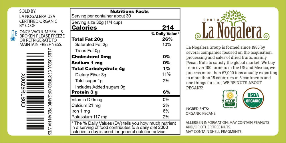 Grupo La Nogalera ingredient and nutrition label detail for transparency benefit