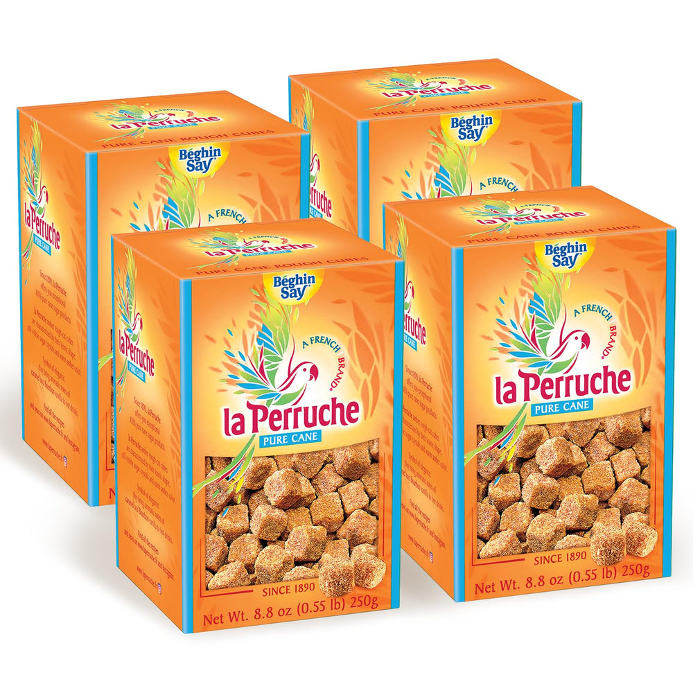La Perruche front box showing four 250g boxes and brand label benefiting storage