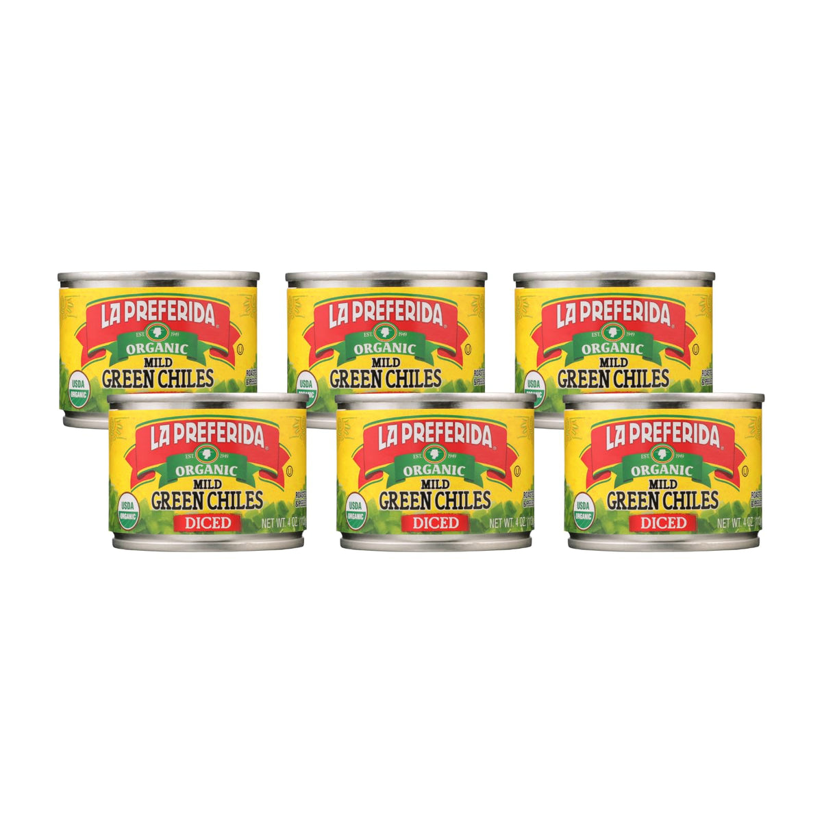 La Preferida front can pack of six showing organic label and convenience