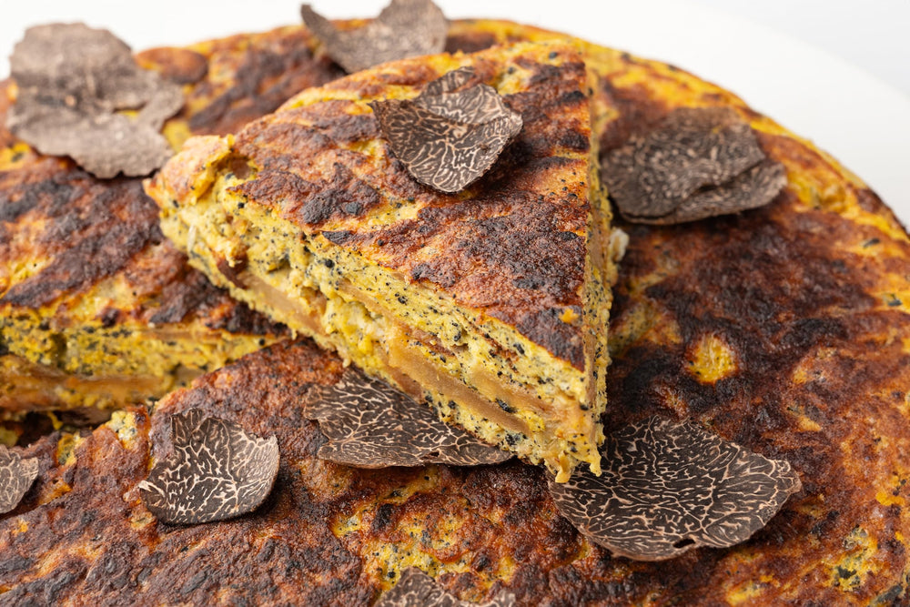 La Rustichella texture close-up showing mushroom and truffle pieces for depth