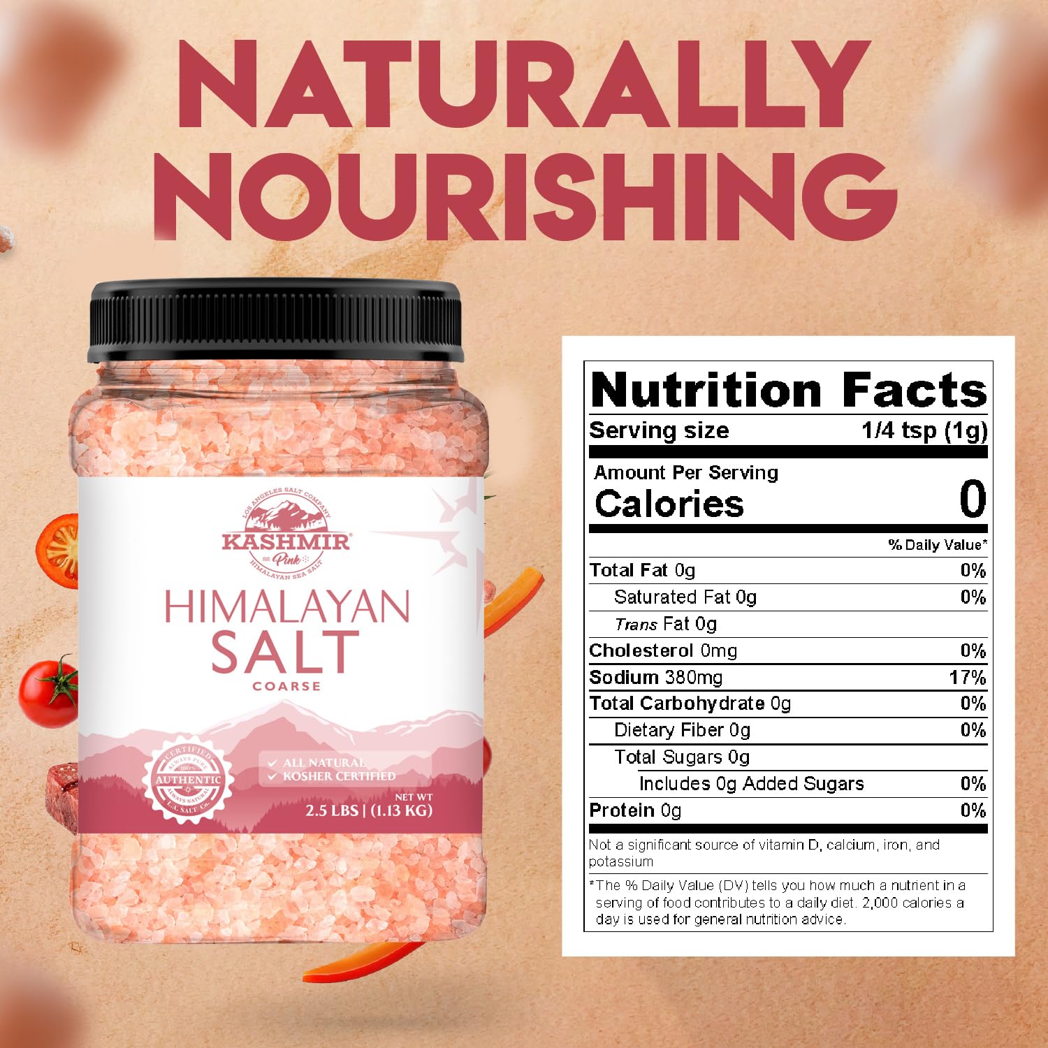 LA SALT CO salt crystals spilling from jar showing natural color and decorative presentation