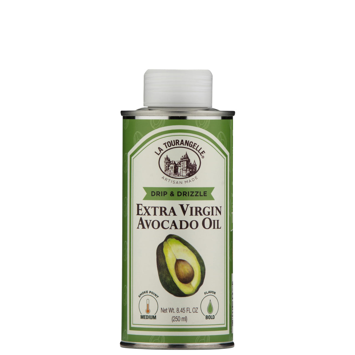 La Tourangelle front bottle showing deep green oil and premium presentation benefit: authentic flavor