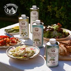 La Tourangelle oil in kitchen dip and salad drizzle, shows flavorful finishing use