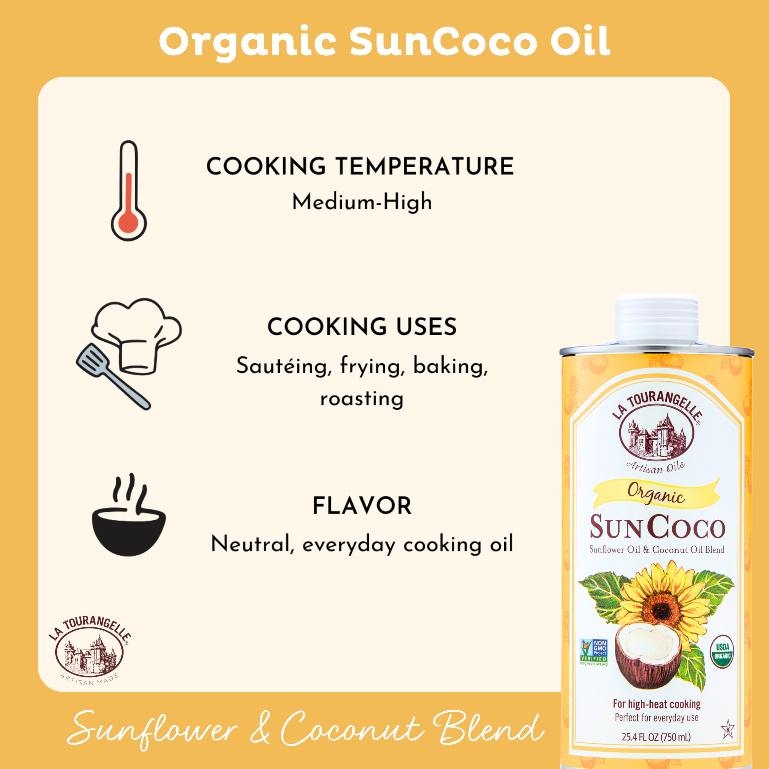 La Tourangelle oil in skillet frying vegetables illustrating high-heat performance benefit