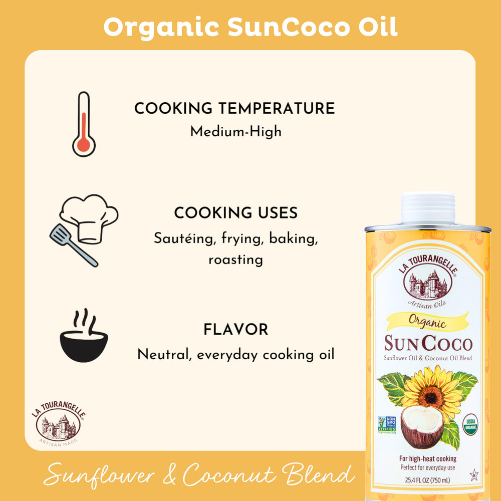La Tourangelle oil in skillet frying vegetables illustrating high-heat performance benefit