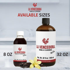La Vencedora vanilla beside a fresh cake illustrating enhanced dessert flavor and aroma