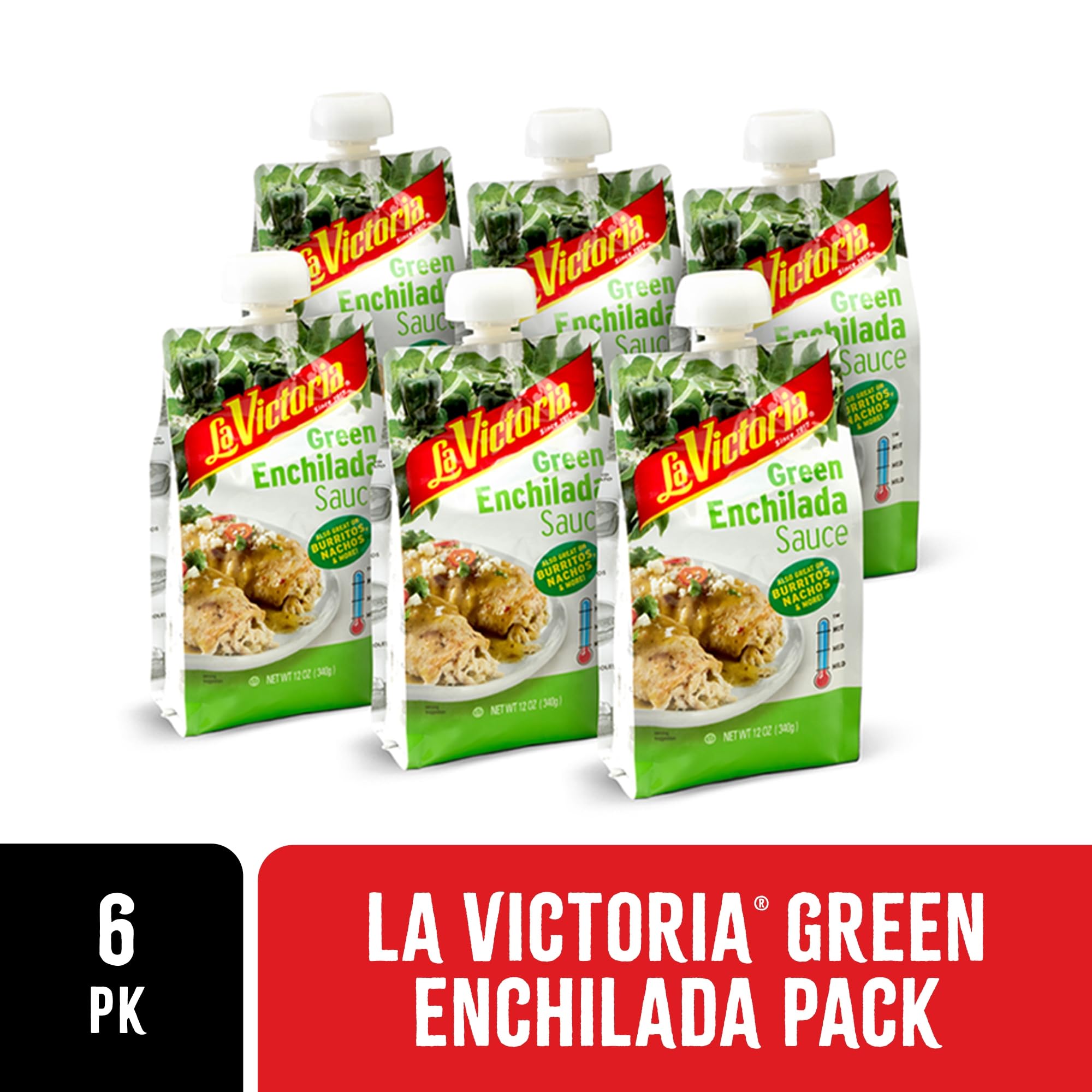 La Victoria spoon showing sauce texture and vibrant green color for flavor