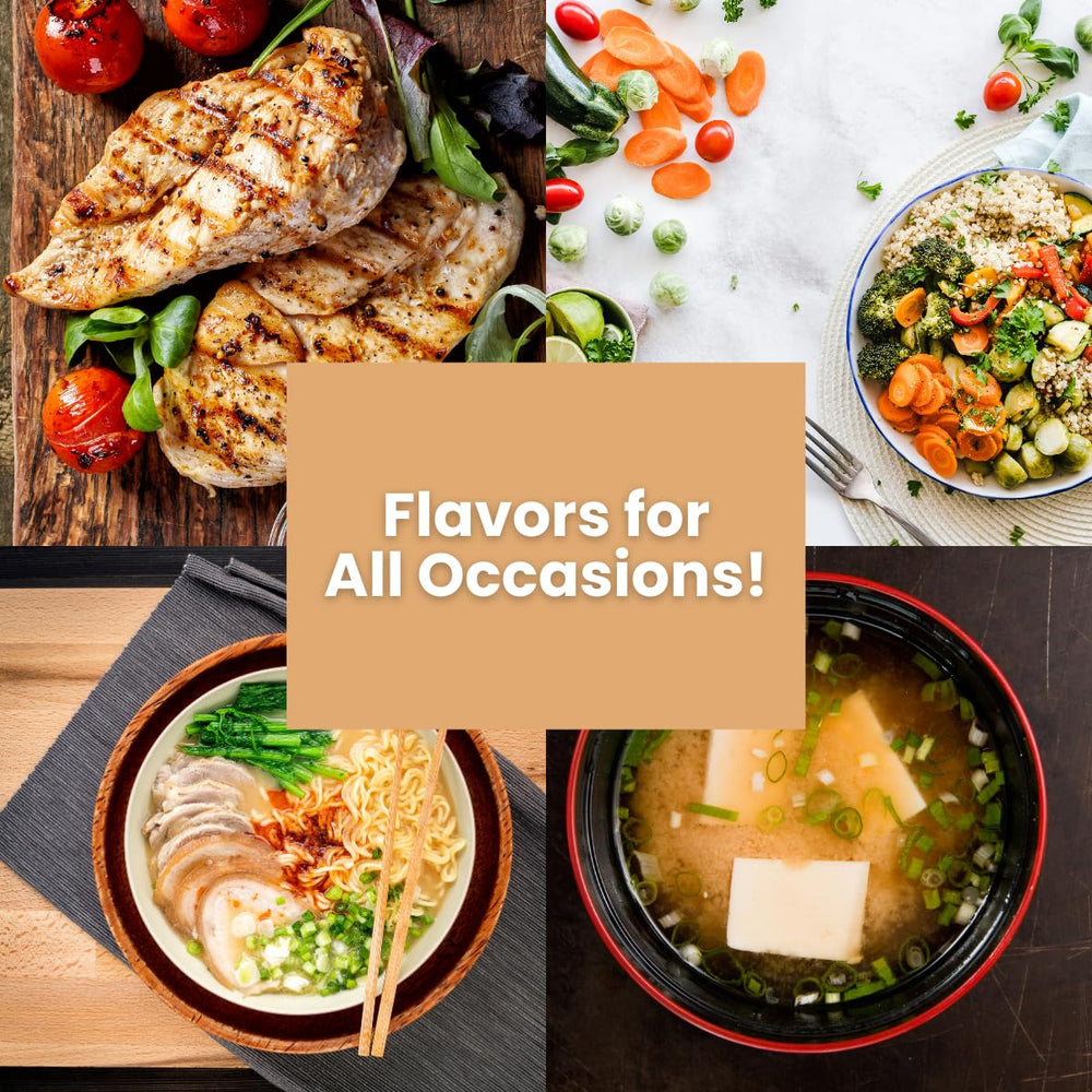 LA VOIE FOODS Miko on a kitchen counter with vegetables, suggests everyday culinary use