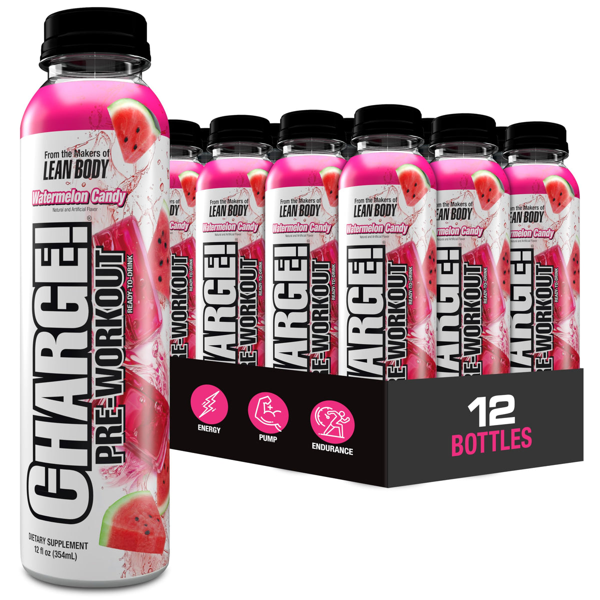 Labrada CHARGE front label showing watermelon candy flavor and benefits